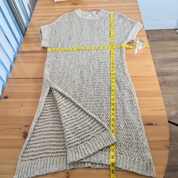 Free People Beach Open Knit Cotton Blend Beige Midi Dress Beach Cover Co… - Picture 4 of 9